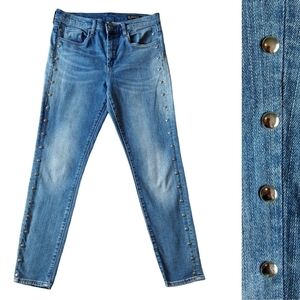 Blank NYC The Bond Studded Ankle Skinny Jeans Mid Rise Modern Stretch